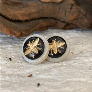 Vintage bee post earrings